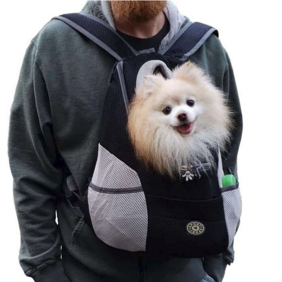 NWOT Black & Grey Fur Sport Mesh Dog / Pet Backpack Carrier - Medium (10-24 lbs) - Picture 3 of 3